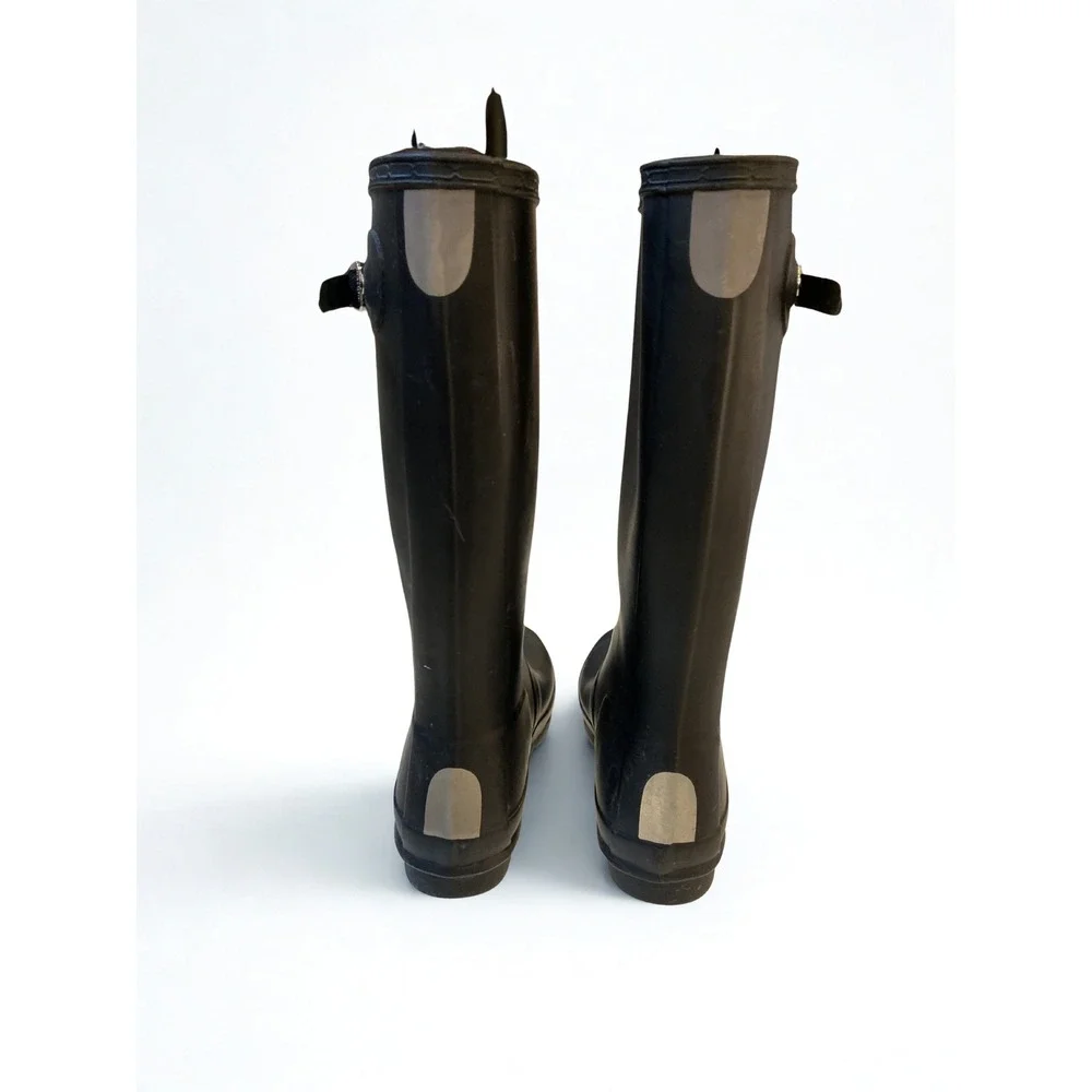 Hunter Kids Tall Rain Boots Black‎ Waterproof Rubber Buckle Boot-Flawed